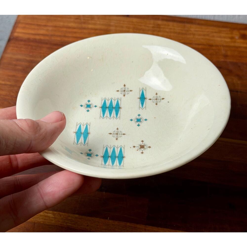 Set of 2 Mid Century Modern Atomic Starburst Berry Bowls | Turquoise Trinket - Picture 8 of 15